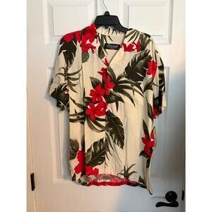 Favant Hawaiian red floral shirt size M